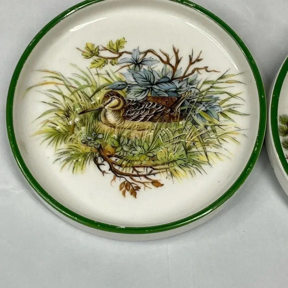 Vintage Antique Bavaria Germany Wildlife Coasters Set of 2 Elk Mallard Duck - Picture 2 of 8